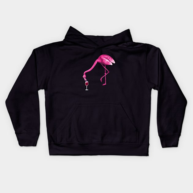 Wine lover Flamingo Lover Kids Hoodie by teesumi